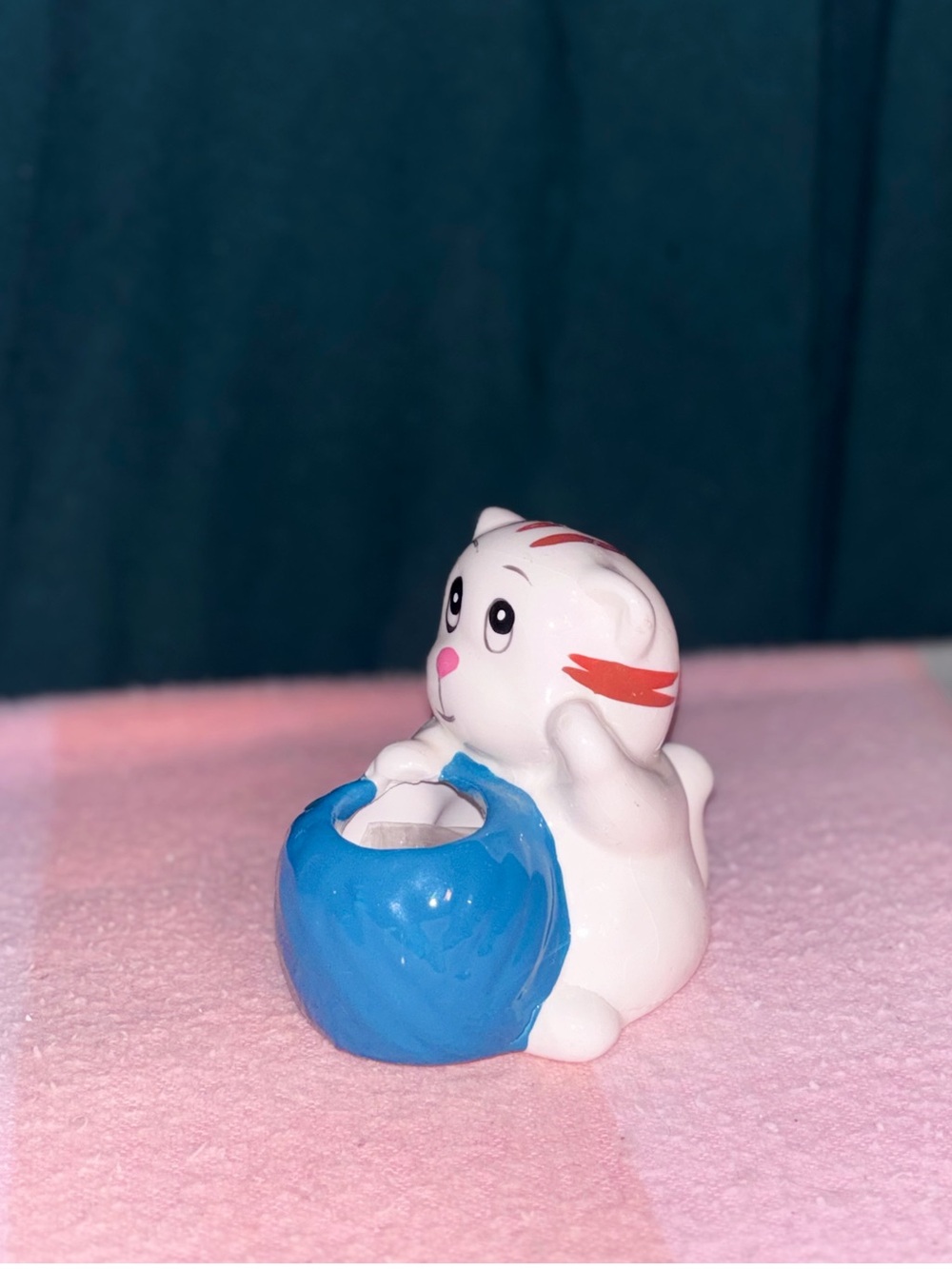 Vtg 1970s Japanese Comic-Style White Kitten Cat Toothpick Holder